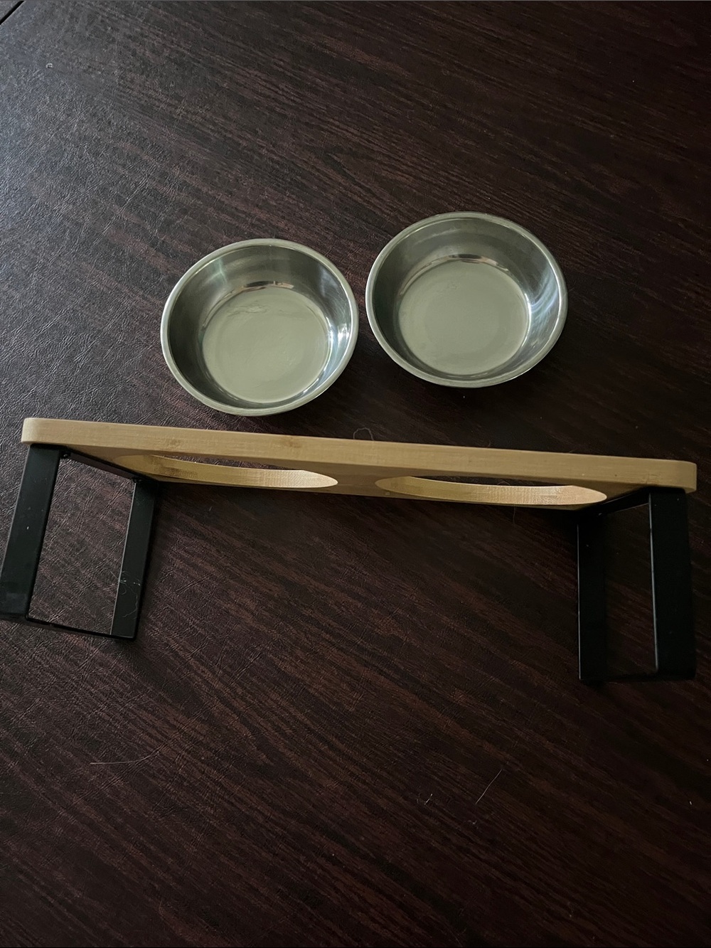 Elevated Bamboo Dog Feeding Stand with Stainless Steel Bowls - Natural - Picture 2 of 2